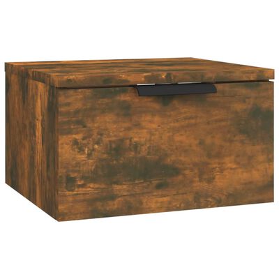 vidaXL Нощно шкафче за стенен монтаж, опушен дъб, 34x30x20 см