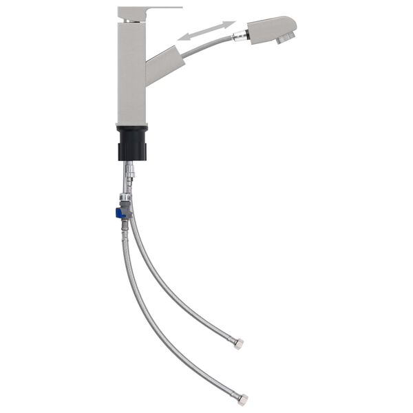 vidaXL Смесител за баня с функция за издърпване, сребрист, 157x172 мм