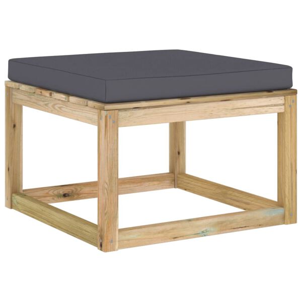 vidaXL Градинска табуретка с възглавница дърво бор зелена импрегнация