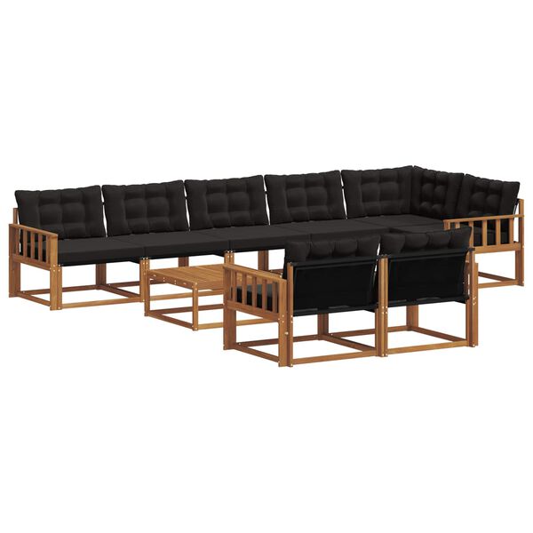 vidaXL Комплект дивани за открито 9 pcs Естествено и черно