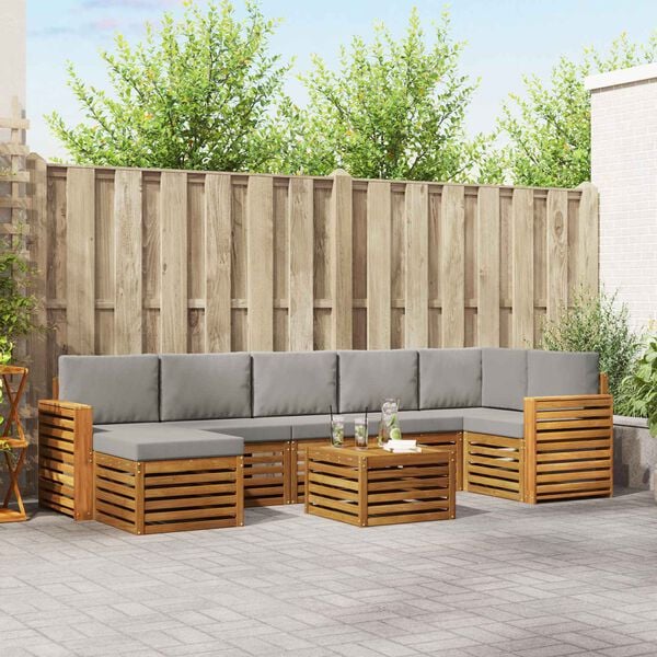 vidaXL Комплекти дивани с възглавница 8 pcs Естествено и светло сиво