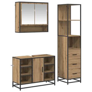 vidaXL Комплект мебели за баня 3 бр. Дъб 35 x 37,5 x 166 см