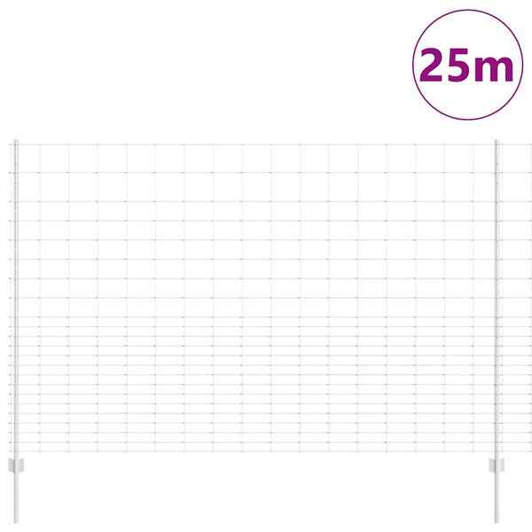 vidaXL Ограда с пост Сребрист 1,6 x 25 m Стомана