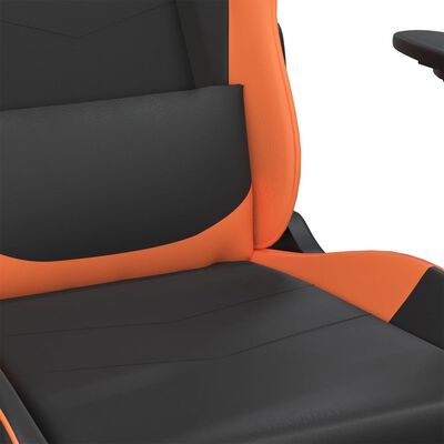 vidaXL Гейминг стол, черно и оранжево, изкуствена кожа