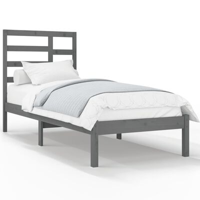 vidaXL Рамка за легло, сива, дърво масив, 100х200 см