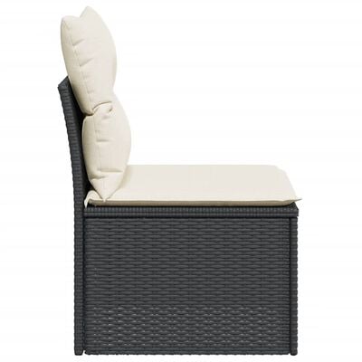 vidaXL Градинско кресло без подлакътници с възглавници черен полиратан