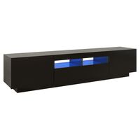 vidaXL ТВ шкаф с LED осветление, черен, 180x35x40 см