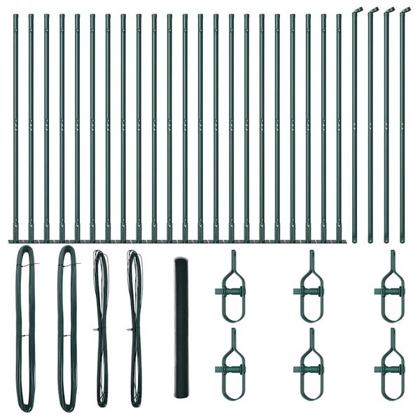 vidaXL Стълб за ограда. Зелен 50 x 1,4 м (13 мм мрежа) Стомана и PVC