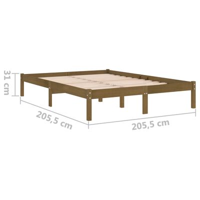 vidaXL Рамка за легло, меденокафява, борово дърво масив, 200x200 см
