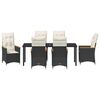 vidaXL Комплект за хранене в градината 7 pcs Черно полиратан