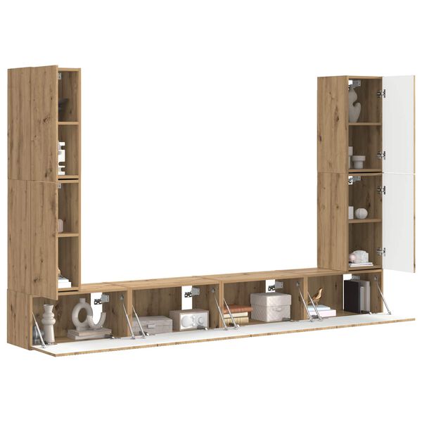 vidaXL Комплект ТВ шкаф 8 pcs Дъб Инженерно дърво