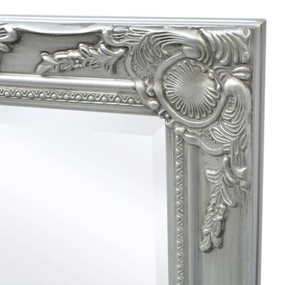 vidaXL Стенно огледало, бароков стил, 100x50 см, сребристо