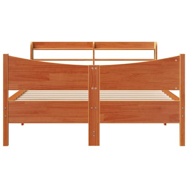 vidaXL Рамка за легло с табла, восъчнокафяв, 120x190 см, бор масив
