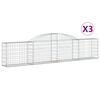 vidaXL Габионни кошници арка 3 бр 300x30x60/80 см поцинковано желязо
