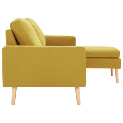 vidaXL 3-местен диван с поставка за крака, жълт, текстил