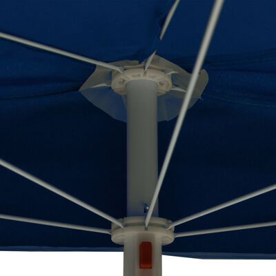 vidaXL Градински полукръгъл чадър с прът 180x90 см лазурносин
