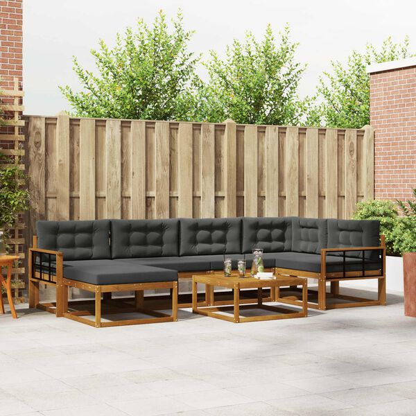 vidaXL Комплект дивани за открито 7 pcs Натурален и Антрацит