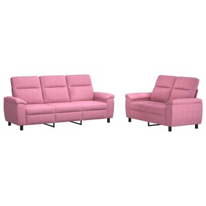 vidaXL Комплект дивани 2 pcs Розово Текстил