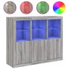 vidaXL Сайдборди с LED осветление, 3 бр, сив сонома, инженерно дърво
