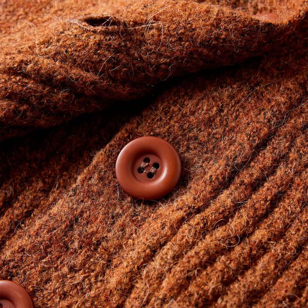 Детска жилетка, плетена, коняк, 140