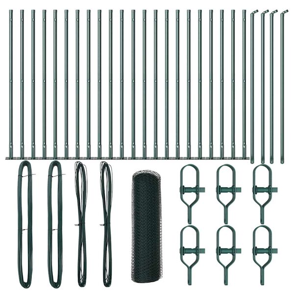 vidaXL Стълб за ограда. Зелен 50 x 0,6 м (мрежа 13 мм) Стомана и PVC