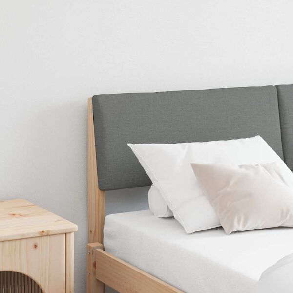 vidaXL Тапицирана табла Тъмен сив 160 cm Солидно борово дърво