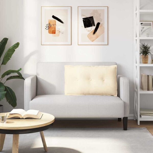 vidaXL Възглавница за гръб Крем 80 x 50 cm Кордюрова тъкан