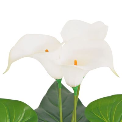 vidaXL Изкуствено растение кала със саксия, 85 см, бяло