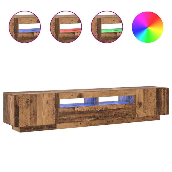 vidaXL ТВ шкаф с LED осветление, 200x35x40 см, инженерно дърво