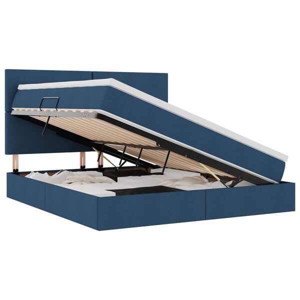 vidaXL Легло с място за съхранение и LED Синьо 180 x 200 cm Полиестер