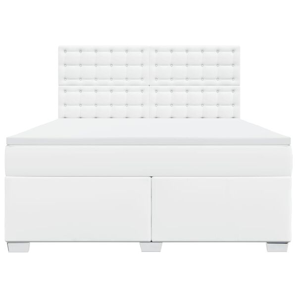 vidaXL Боксспринг легло с матрак, бяло, 180x200 см, изкуствена кожа