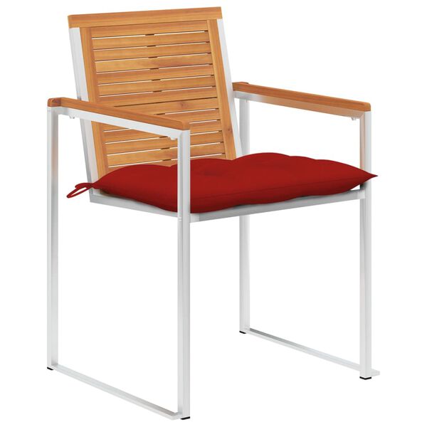 vidaXL Градински столове 6 бр с възглавници масивно акациево дърво