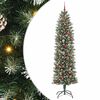 vidaXL Изкуствено Тънко Коледно Дърво с поставка Зелен и бял 240 cm