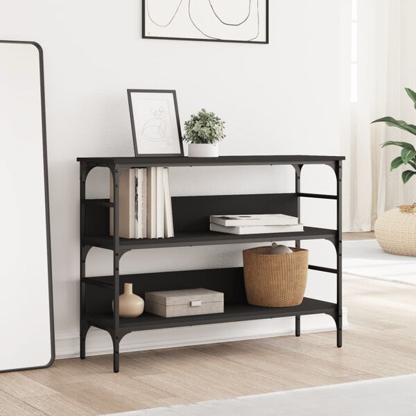 vidaXL Конзолна маса, черна, 100x32x75 см, инженерно дърво