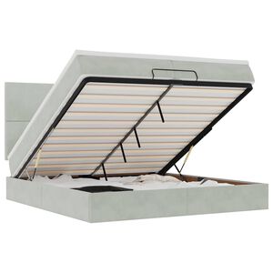 vidaXL Османска легло с матраци и LED, светлосиво, 200x200 см, кадифе