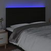 vidaXL LED горна табла за легло, черна, 160x5x118/128 см, плат