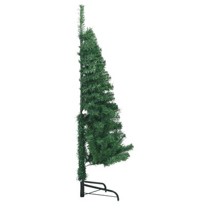vidaXL Ъглова изкуствена коледна елха, зелена, 150 см, PVC