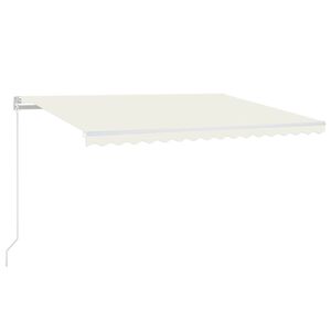 vidaXL Ръчно прибиращ се сенник с LED, 400x350 см, кремав