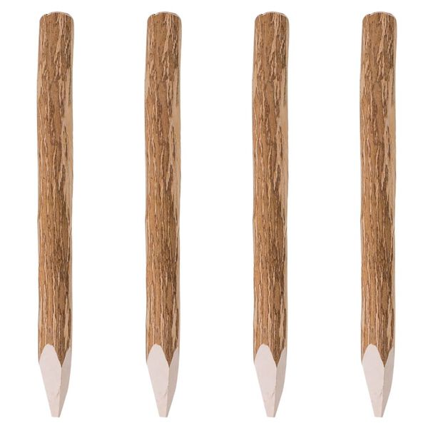 vidaXL Заострени оградни колове, 4 бр, лешниково дърво, 90 см