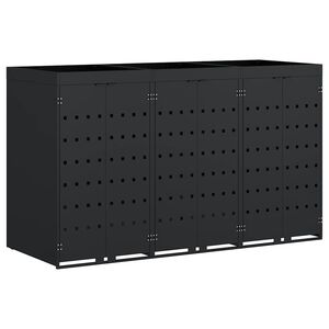 vidaXL Контейнер за съхранение на 3 коша Черно 204 x 77,5 x 121,5 см