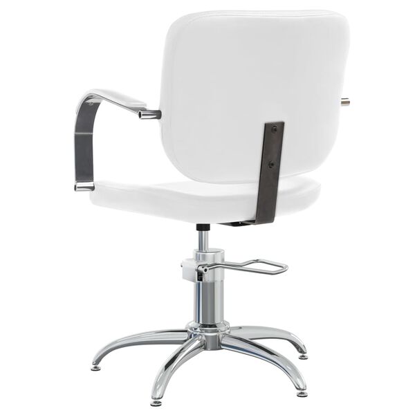 vidaXL Стол за фризьорски салон, бял, изкуствена кожа