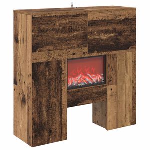 vidaXL Електрическа камина Старо дърво 75 x 24,5 x 75 cm