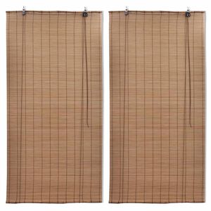 vidaXL Бамбукови ролетни щори 2 бр 100x160 см кафяви