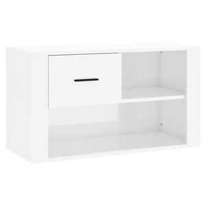 vidaXL Шкаф за обувки, бял гланц, 80x35x45 см, инженерно дърво