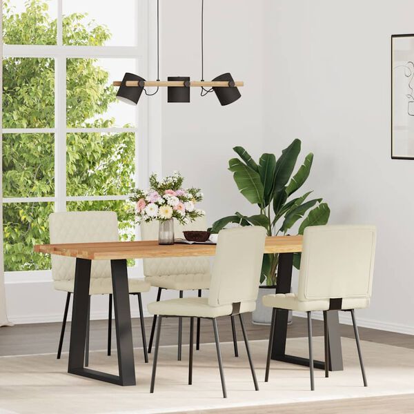 vidaXL Трапезни столове, 4 бр, кремави, изкуствена кожа