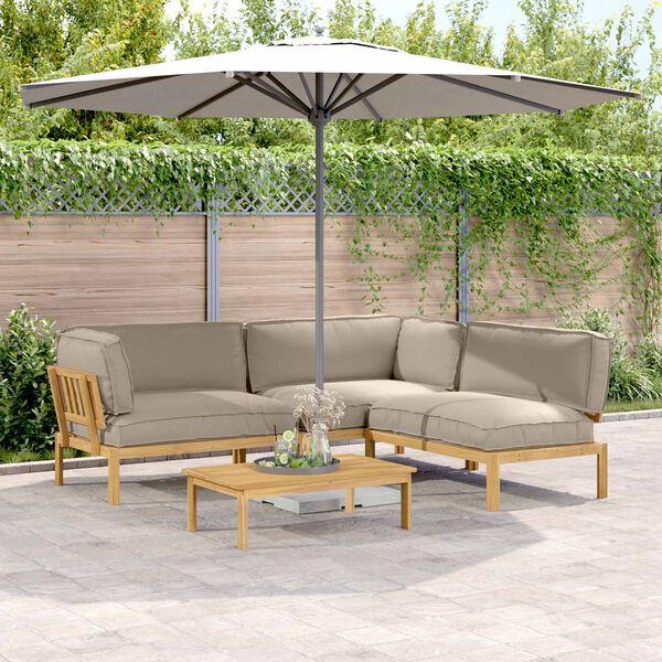 vidaXL Комплект дивани Едноцветен 4 pcs Таупе Солидно акациево дърво