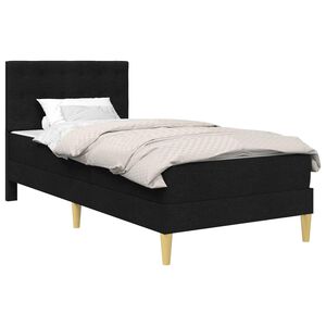 vidaXL Рамка за легло с матрак с таблото Черен 90 x 190 cm текстил