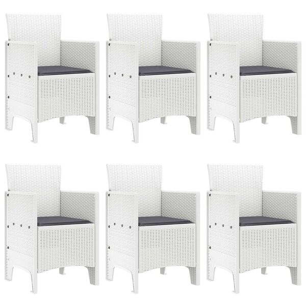 vidaXL Комплект за хранене в градината 7 pcs Бяло Ратан Polt