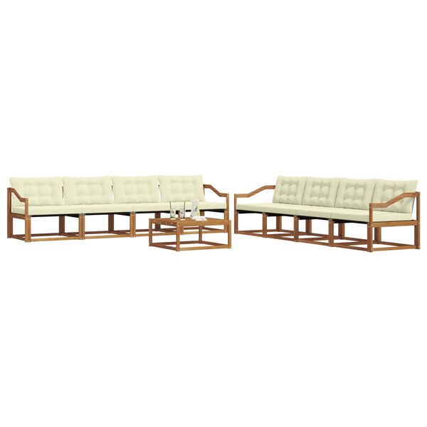 vidaXL Комплект дивани за открито 9 pcs Натурален и Крема