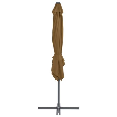 vidaXL Градински чадър чупещо рамо и стоманен прът 250x250 см таупе